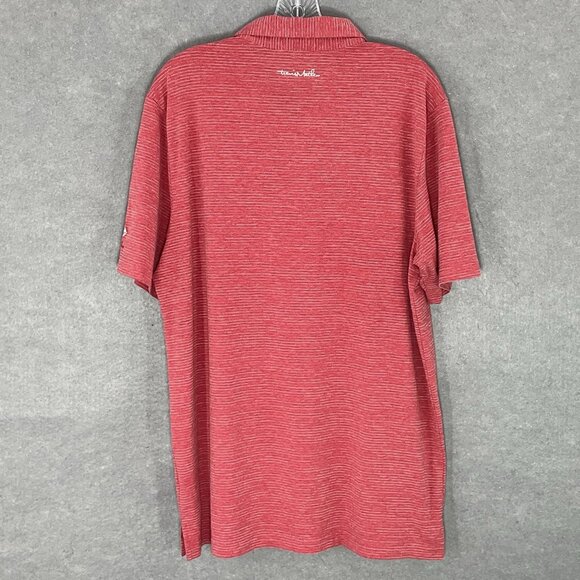 Travis Mathew Polo Shirt Men Large L Red Stripe Golf Short Sleeve Casual - Picture 3 of 13